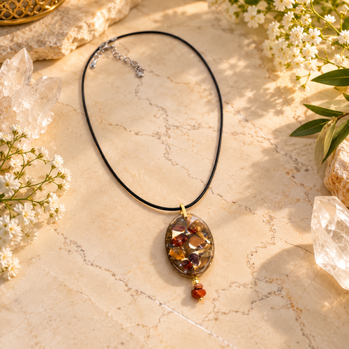 Amberly pendant on ivory marble