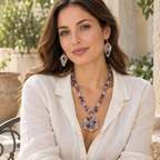 Amethyst Grace necklace and matching earrings — Mediterranean lifestyle