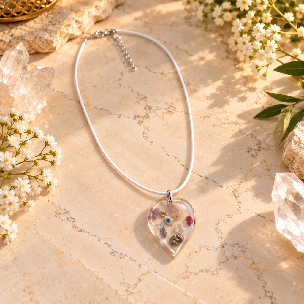 Amulet necklace on marble