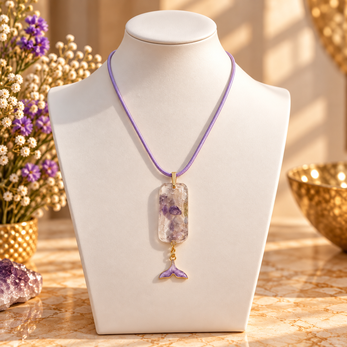 Enchanted pendant on ivory bust