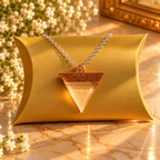 Eternal Harmony on gold pillow box, no hand, silver chain