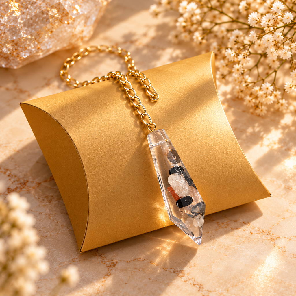 Inner Compass pendulum with ochre gold gift box