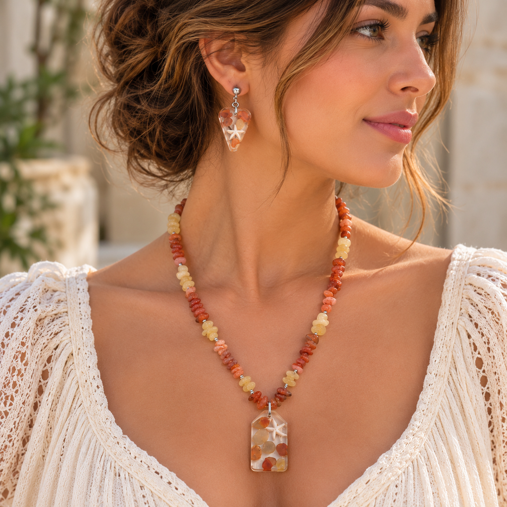 Orange Star half set worn by model