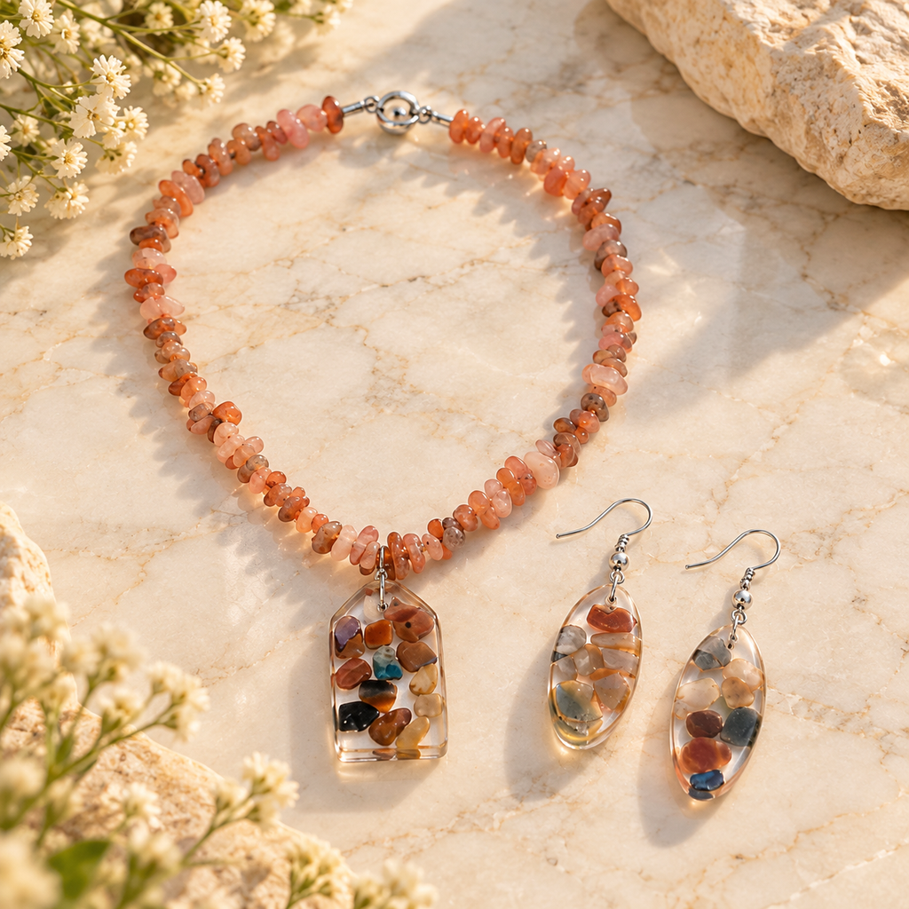 Peach Aura Half Set on marble