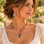 Peach Aura Half Set worn