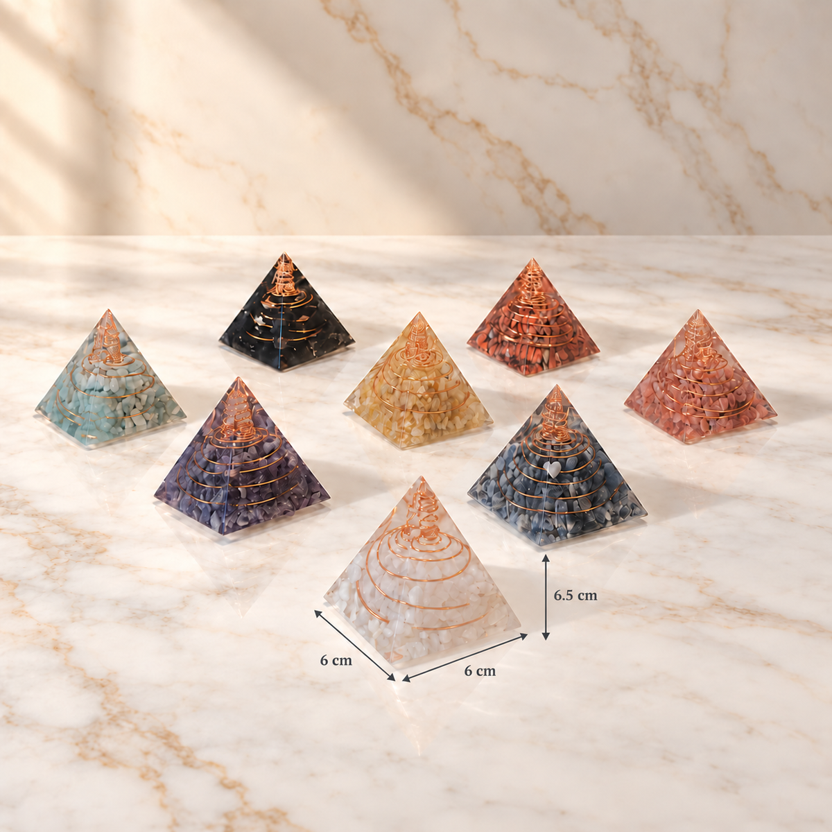 Signature Solstice pyramid 6 by 6 centimeter base and 6.5 centimeter height