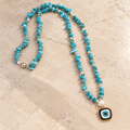 Turquoise Maia necklace on ivory marble