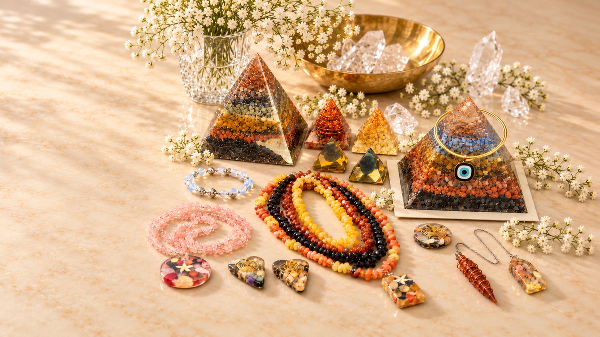 Zina handcrafted gemstone pyramids and jewelry