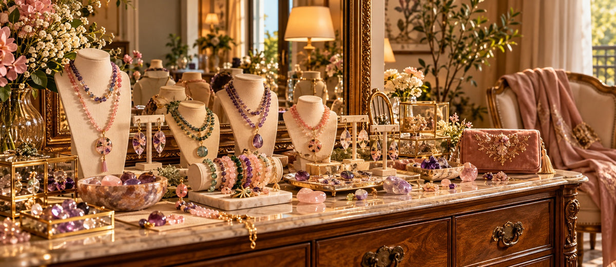 Zinaty Heritage jewelry collection on elegant dressing table with mirror
